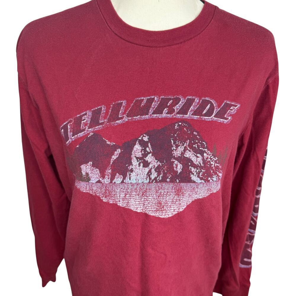 Old Navy Telluride Colorado Graphic Tee Red Vintage Wash Outdoors Size M